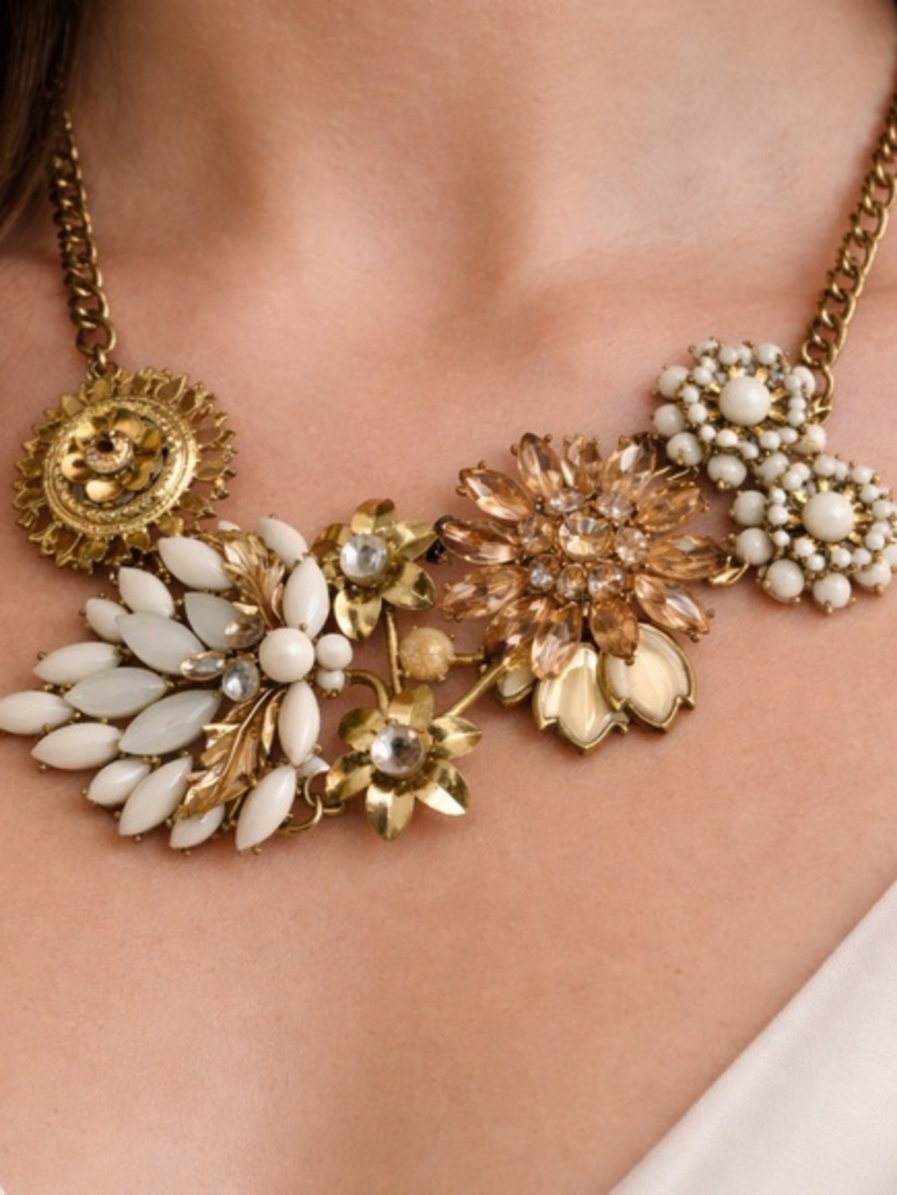 Ann Taylor Gold-Tone Floral Statement Necklace
